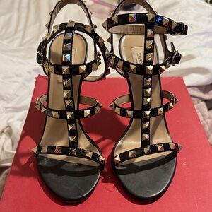 Valentino Black Heels with Gold Studs